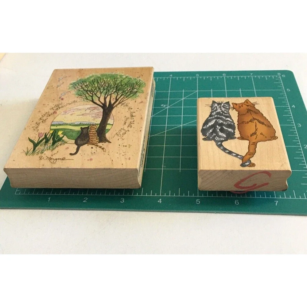 3 Stamps Happen Inkadinkado Rubber Stamp D Morgan Cats Friends